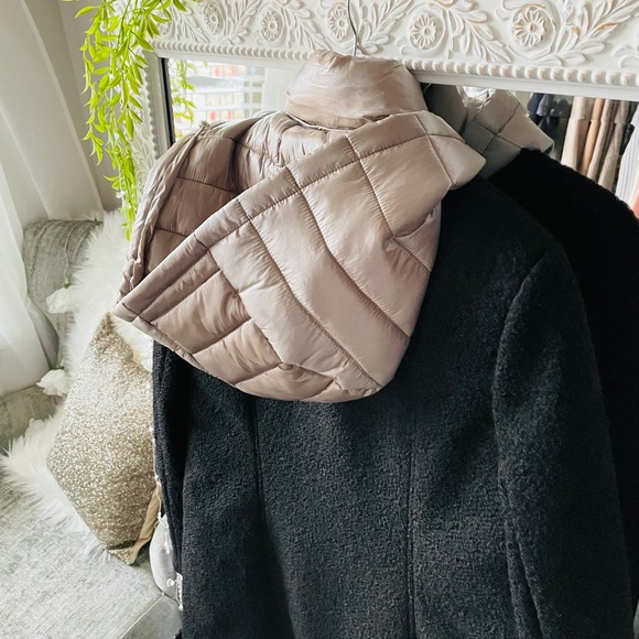 Calvin Klein Black Wool Blend Puffer Coat Medium - Picture 10 of 12